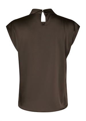 Fleur drapy satin bluse Dark Brown Neo Noir 